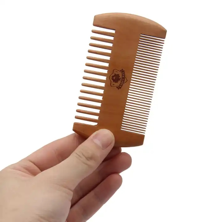 Smooth Fine Coarse Teeth Wooden Mustaches Comb