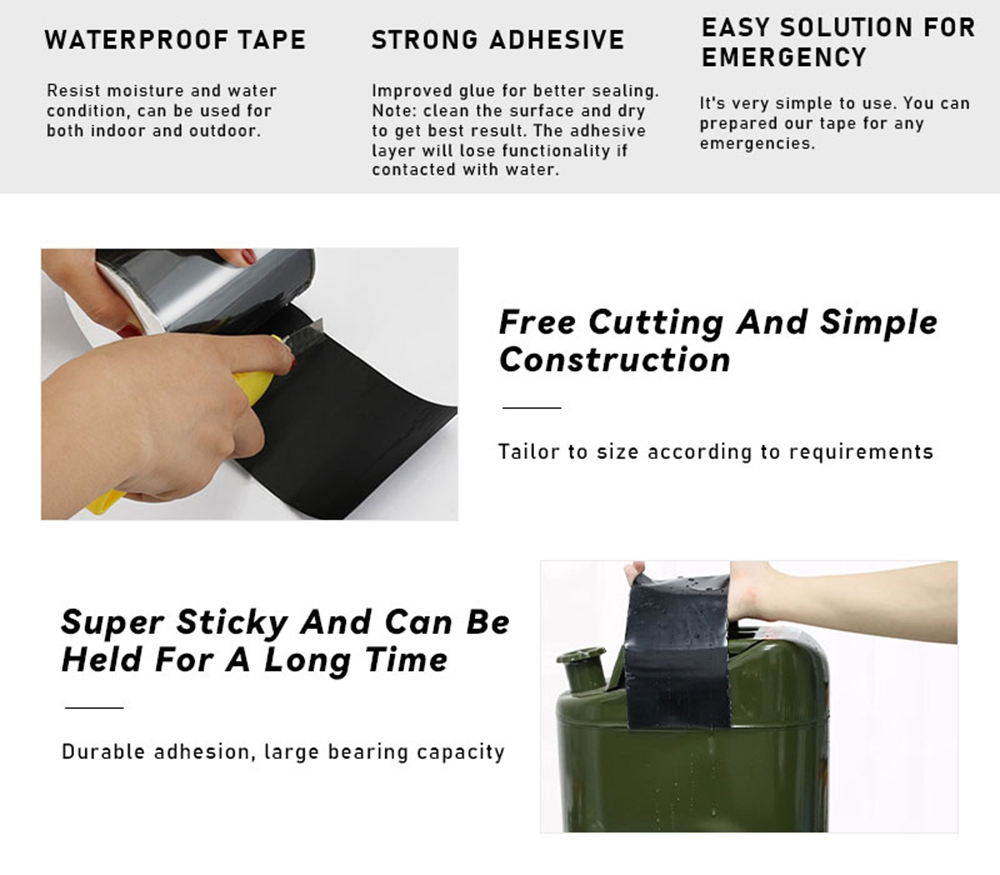 Super Sticky Self-Adhesive Water Leak Repair Rubber Waterproof Tape Super Strong Butyl Tape