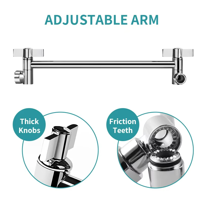 Premium Chrome Plated Shower Support Rod with Nozzle Attachment