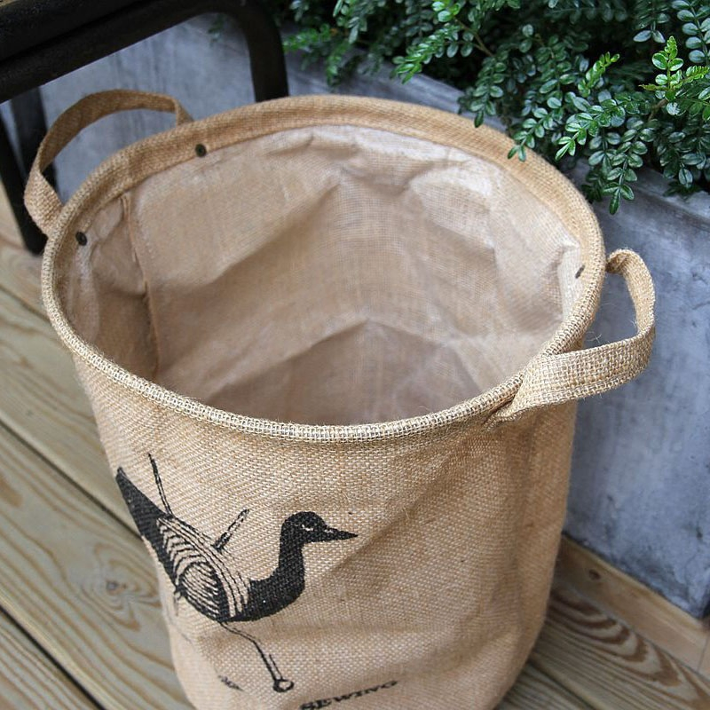 Jute Storage Bin Eco Friendly Laundry Basket Bathroom Organizer Bedroom Container