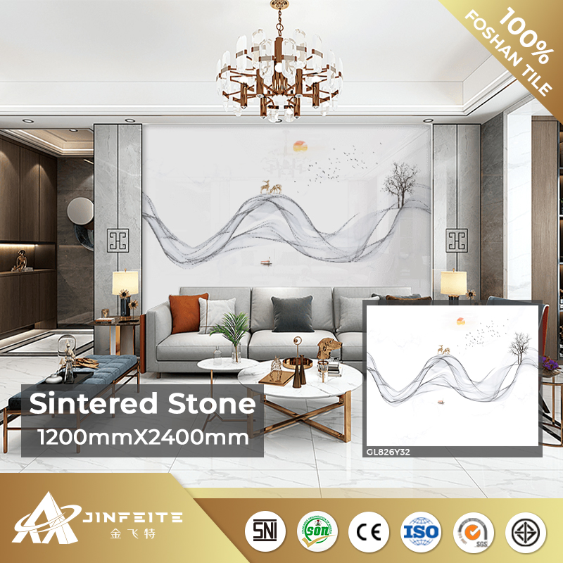 Classic Design Glossy Surface Sintered Stone Slab Large Panel for Wall Decor Best Price 120X240cm