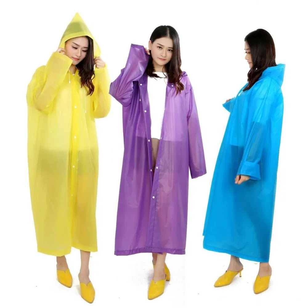 Portable Hooded Rain Coat Adult Thick Transparent Outdoor Travel Hoodie Rainwear Wyz20380