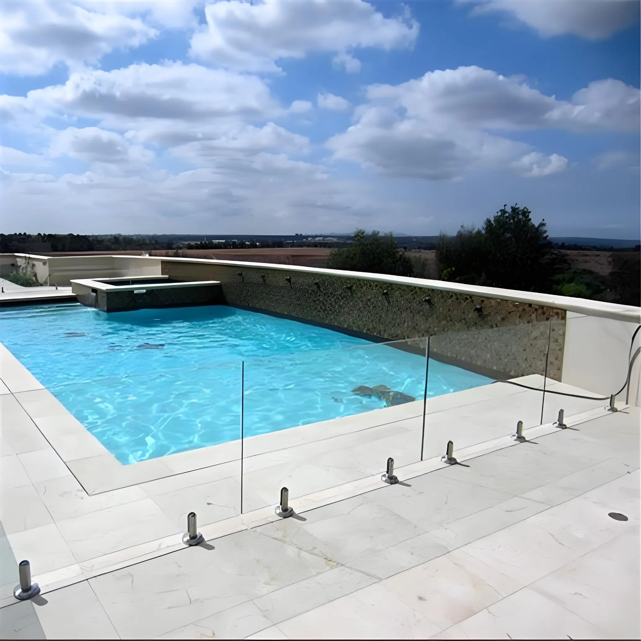 Premium Stainless Steel Tempered Glass Balcony Railing Safety Certified 304/40X40mm