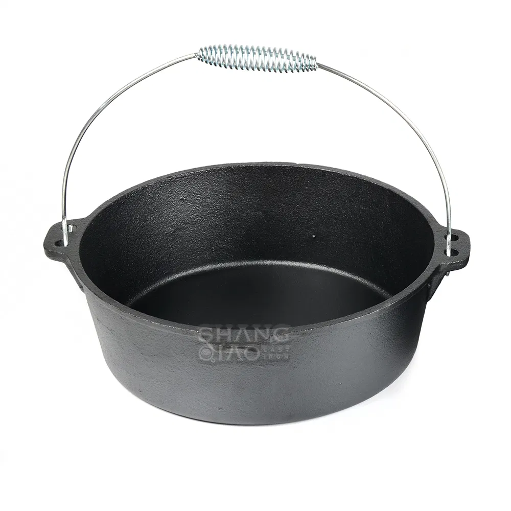 Чугунная жаровня Dutch Oven с крышкой, предварительно прокаленная