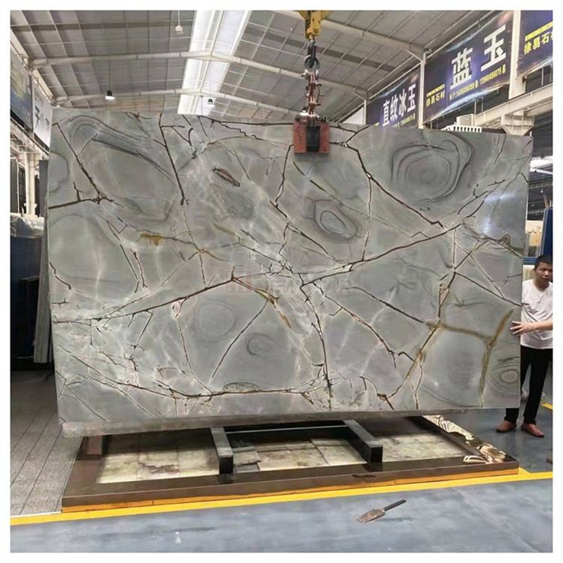 Newstar Blue Tiles Floor Tiles Marble Gloss Blue Roman Quartzite Bathroom Wall Tiles Luxury Blue Marble Slab