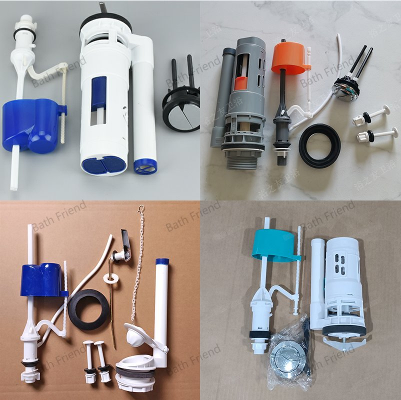 Plastic Standard Flushing Fitting for One Piece Toilet Bathroom Toilet Tank Accessories Flushing System with Dual Flush Button