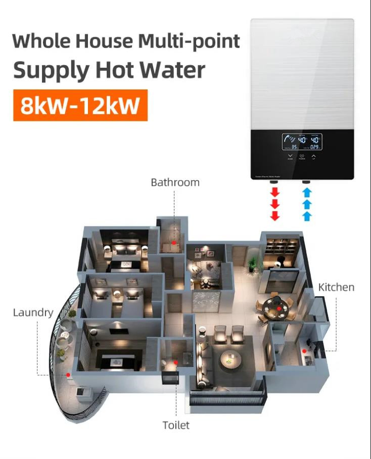 Energy-Saving Electric Hot Shower Multi Point Whole House Instant Tankless Water Heater