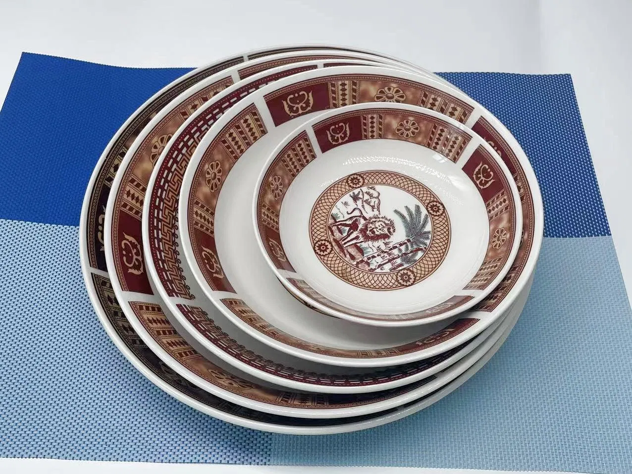 Rice Pasta Fuirt Plate Size 6"-12" Lion Decal Porcelain Ceramic Tableware