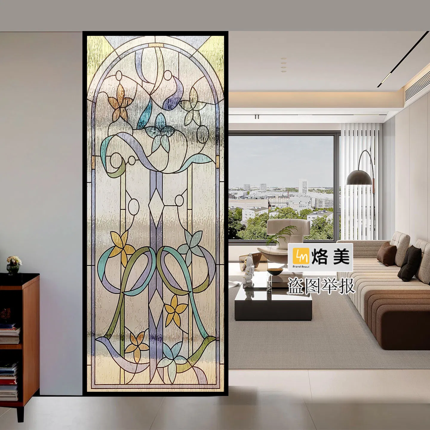 European-Style Art Glassliving Room Partition Screenhome Entrance Background Wallcustomization