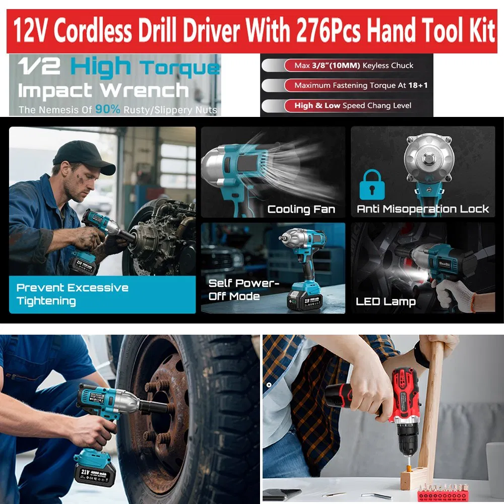 High Torque Electric Power-Tool Cordless Impact Wrench Repair Tool