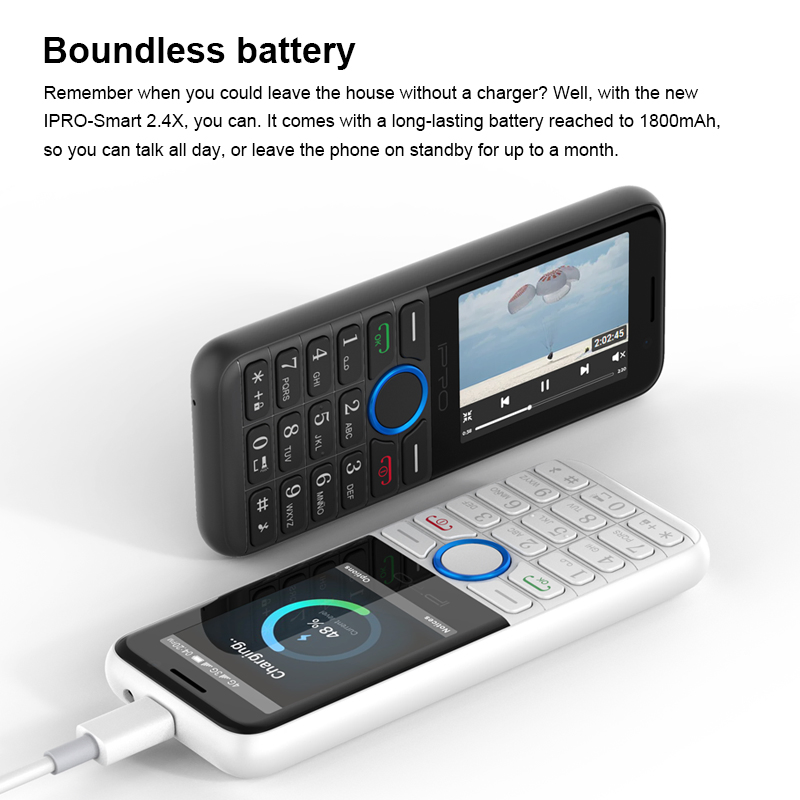 Кнопочный телефон 4G LTE с KaiOS, 2.4 дюйма, 1800 мАч