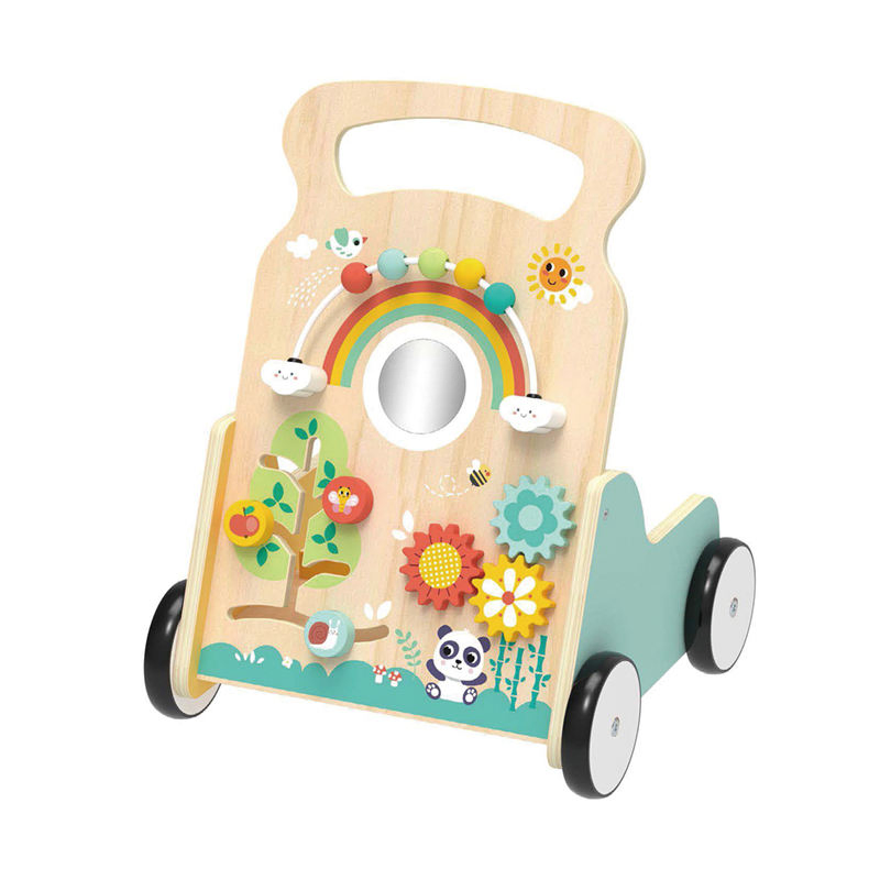 Wooden Baby Walker Multi-Functional Activity Center Bead Maze Pull and Push Cart Baby Learning Walk
