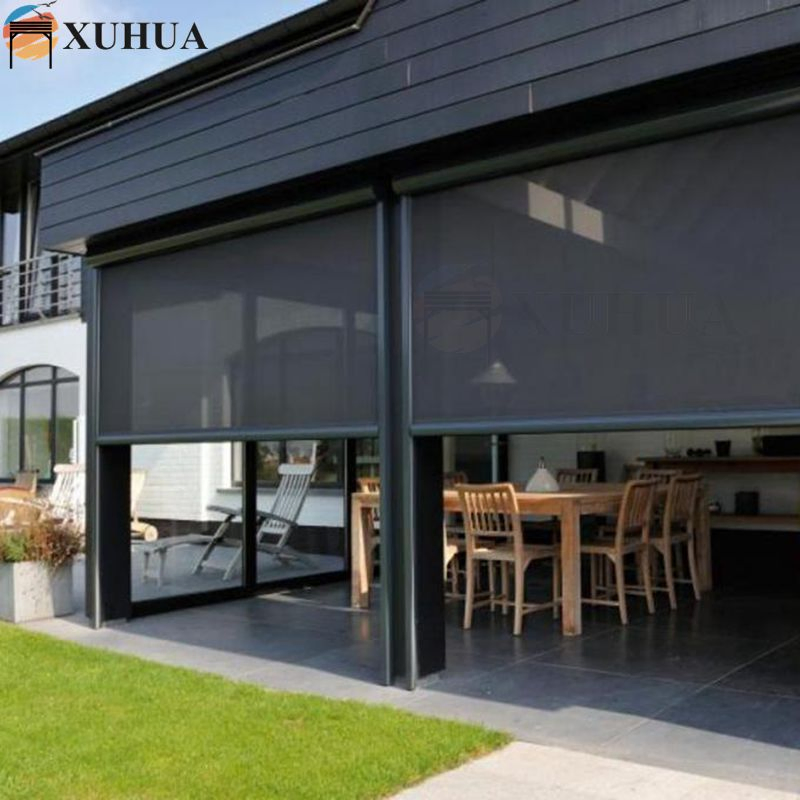 Xuhua Windproof Waterproof Patio Pergola Sunroom Motorised Zip Track Screens Curtain Blinds