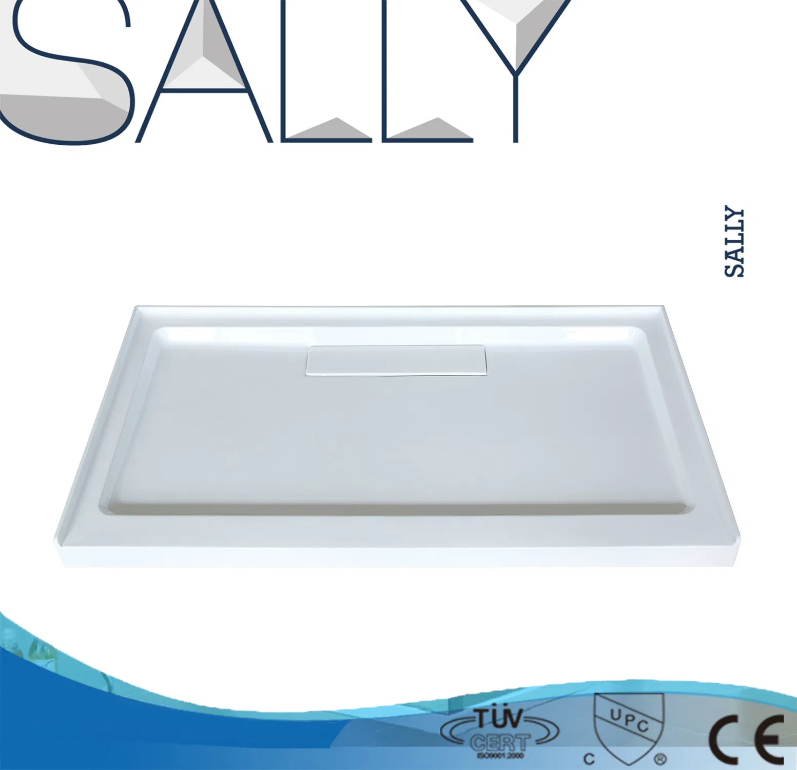Sally ABS Acrylic Shower Base Corner Round Arc Enclosure Shower Tray 38X38X3 Inch with Behind Offset Drain Single Threshold in White