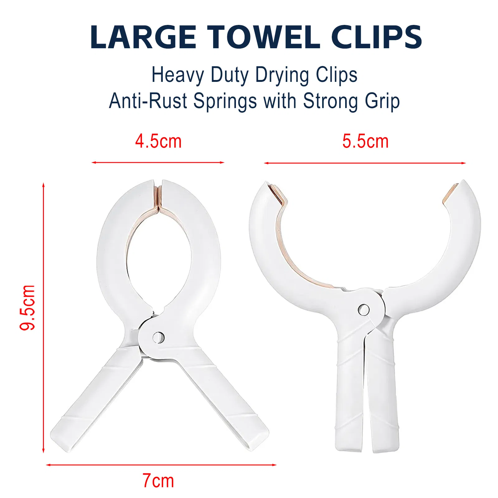 Anti-Slip Large Towel Clips, Heavy Duty Clothespins for Beach Chairs & Clotheslines