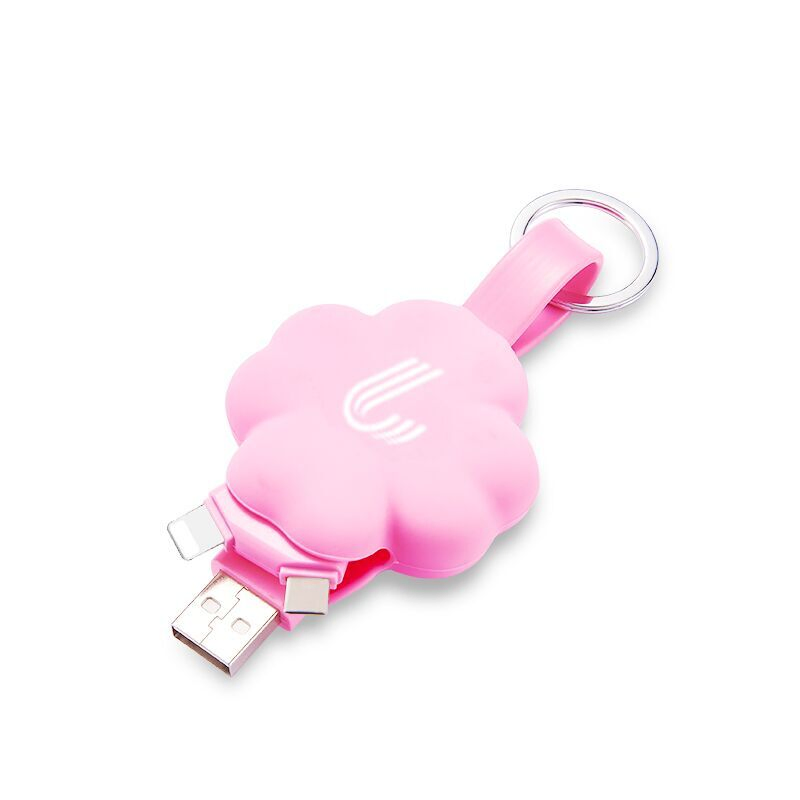 Silicon Materical Gift Flower Key Chain 2 in 1 Clover USB Cables