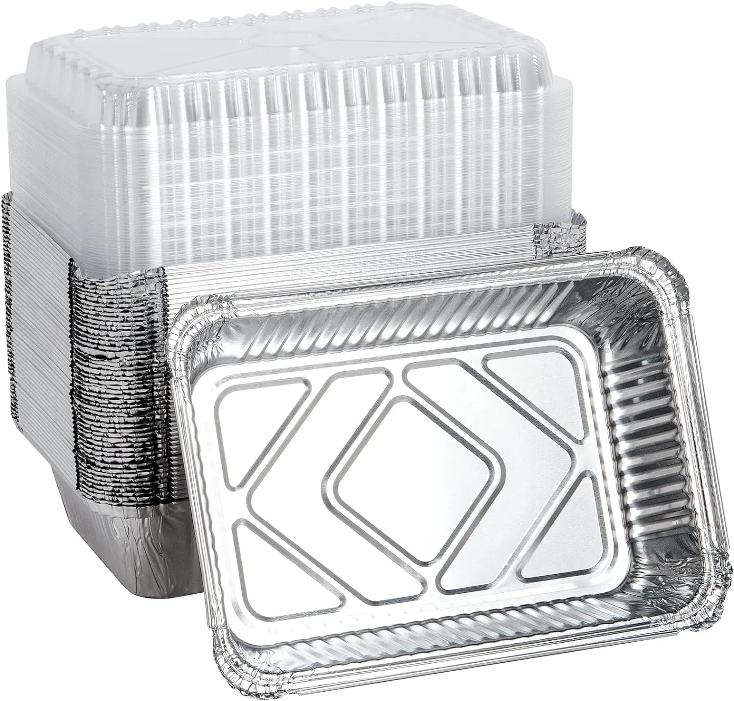 Biodegradable Aluminum Foil Tray with Lids Shallow Half Size Food Containers