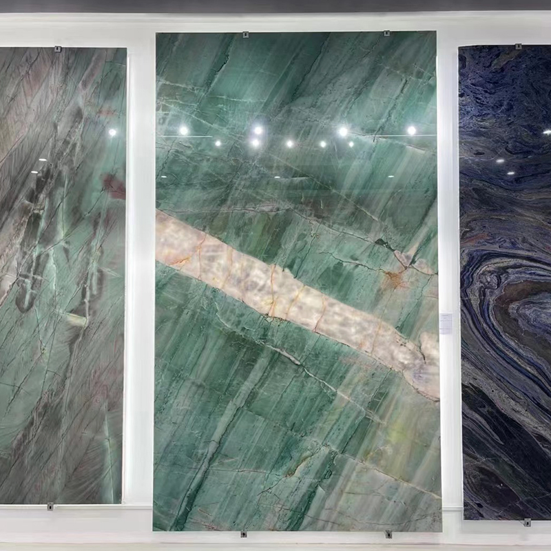 Natural Brown/Green/White Bookmatch Marble Background Wall Big Slabs