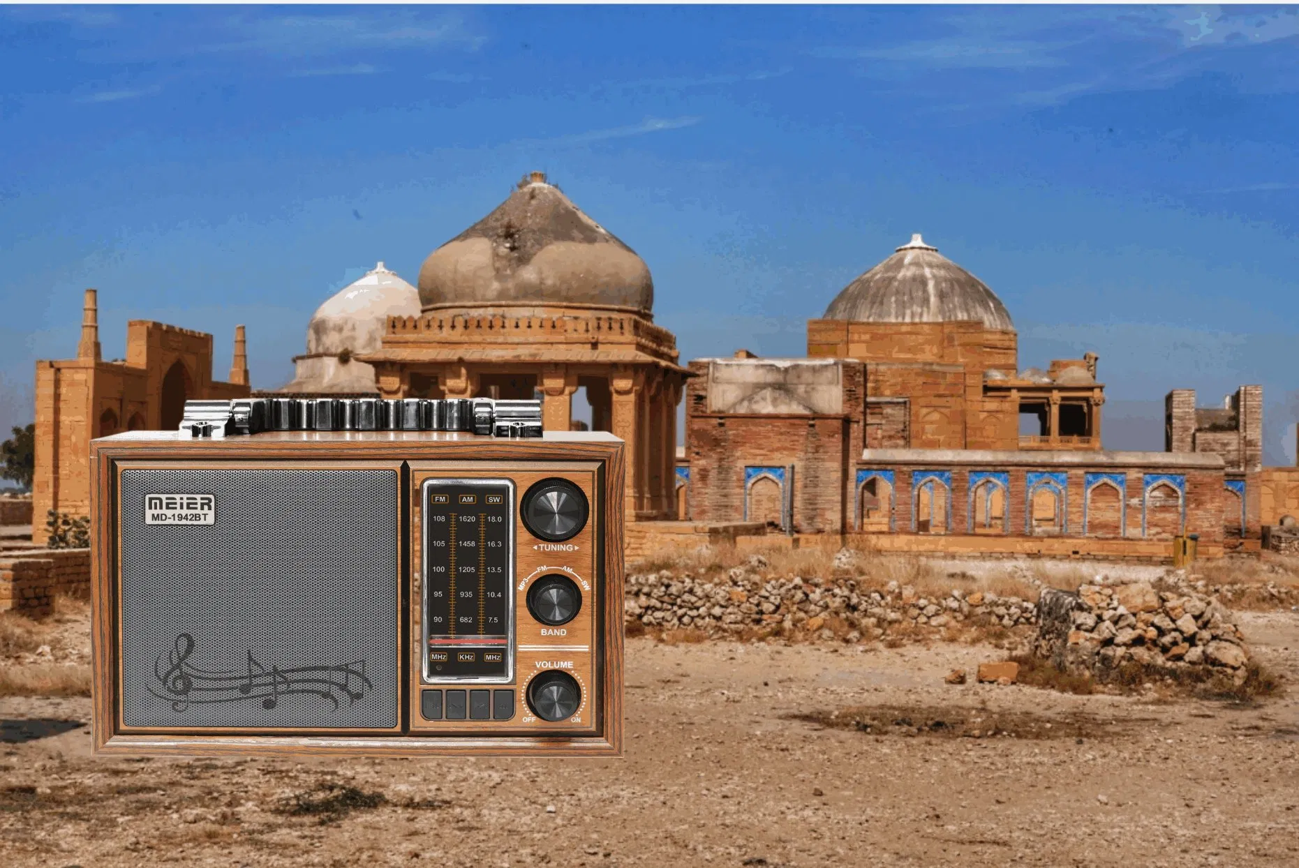 Meier M-1942BT Portable 3 Band Am FM Sw, Consumer Electronics Electric Portable Audio Kit, Loud Volume, Wireless Connectivity, TF Card and MP3 Player, Recharge