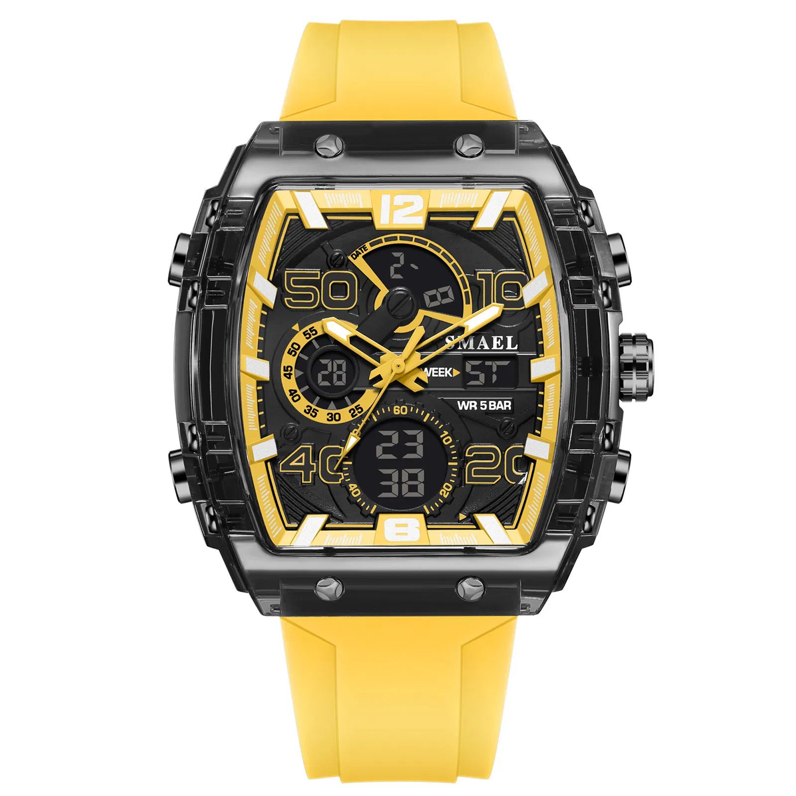 Smael Multi-Function Sports Watch for Men Waterproof Luminous Alarm Casual Digital Wristwatch