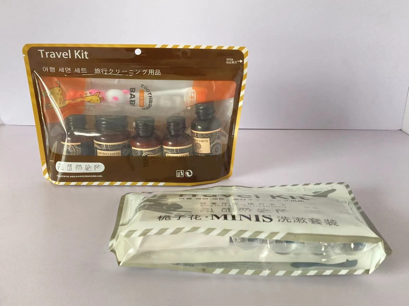 Customized Logo Hotel Travel Kit Bathroom Kit Hotel Shampoo Shower Gel Body Lotion