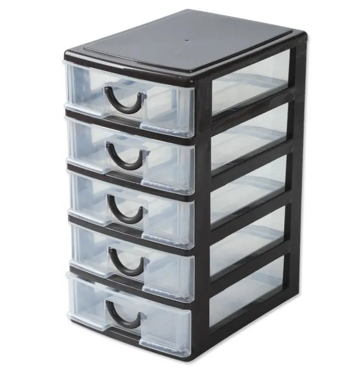 Plastic Storage Box Drawers Multipurpose Desktop Organizer with Removable Compartments