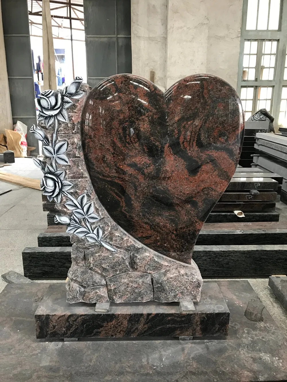 India Aurora Red Granite Carving Monument Tombstone for Memorial Cemetery