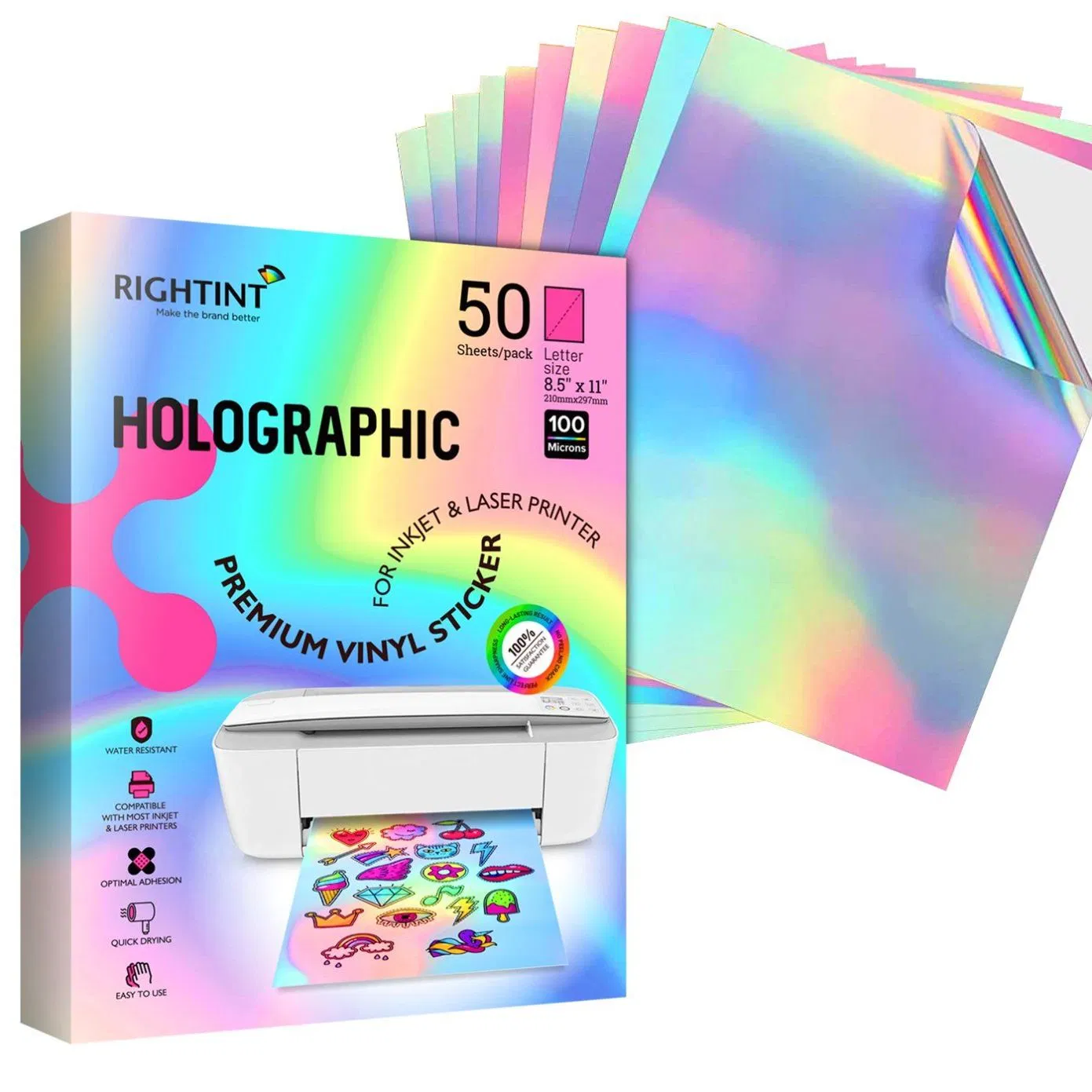 Vinyl Opaque Rightint Carton A4, OEM Release Base Paper Holographic Sticker