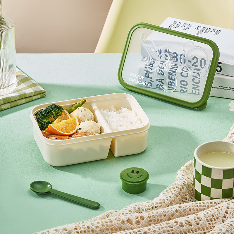 Versatile Double and Single Layer Lunch Box with Dressing Container