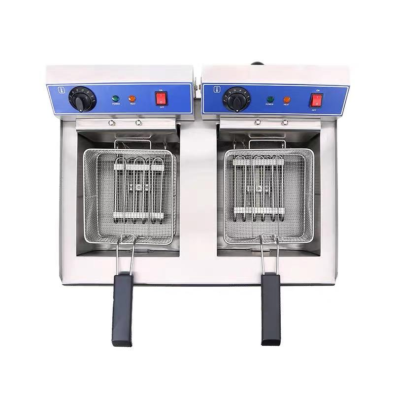 Good Quality Kitchen Appliance Double Tank 2-Basket Electric Fryer Machine for Business