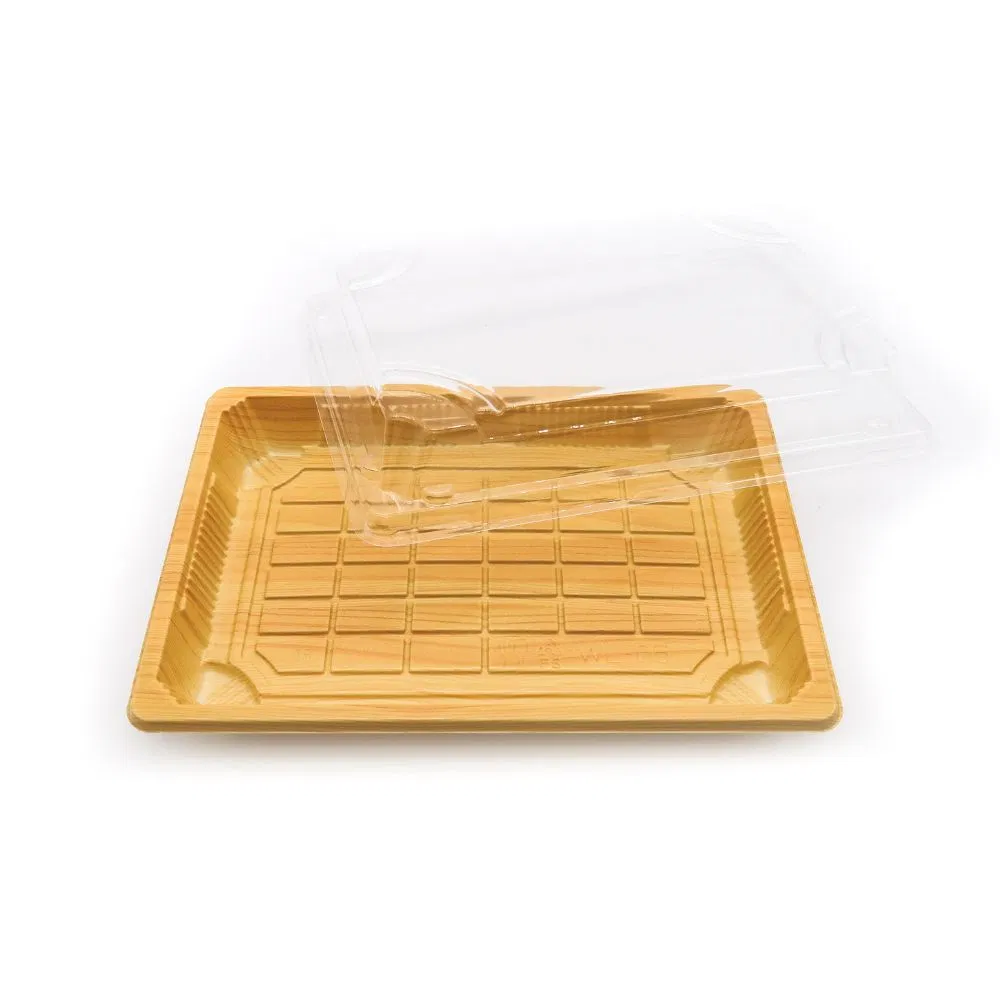 Wholesale Plastic Reusable Food Container Disposable Fast Food Packaging Takeaway Rectangle Sushi Box with Clear Lid