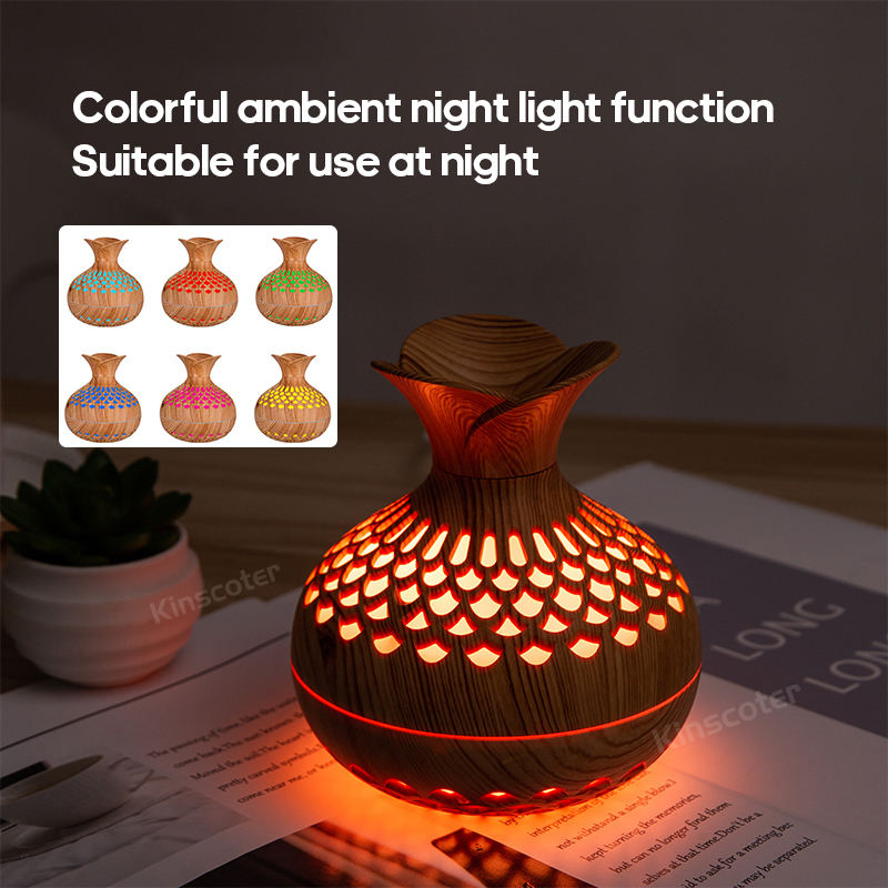 7 Color LED Night Light USB Wood Grain Ultrasonic Humidifier for Home