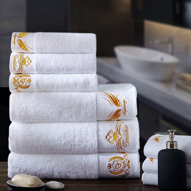 High Quality 5 Star Luxury 100% Cotton White Towel Hotel Sets with Customized Logo
