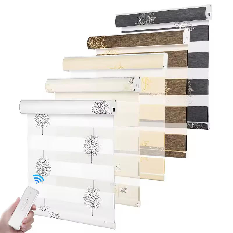 Electric Automatic Smart Zebra Blinds in Blackout Power Blinds with Power Supply for Bedroom Living Office Meeting Room