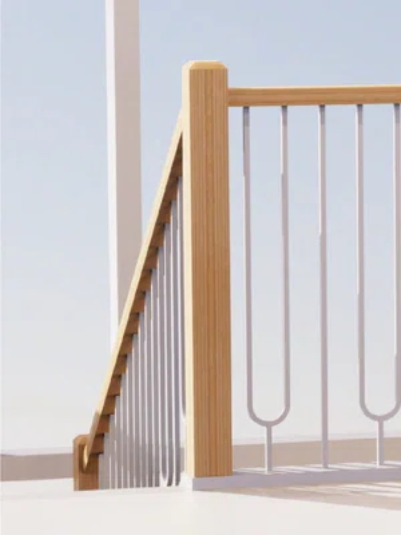 Customizable Wood Straight Staircase Handcrafted Railings and Newel Posts for Elegant Interior