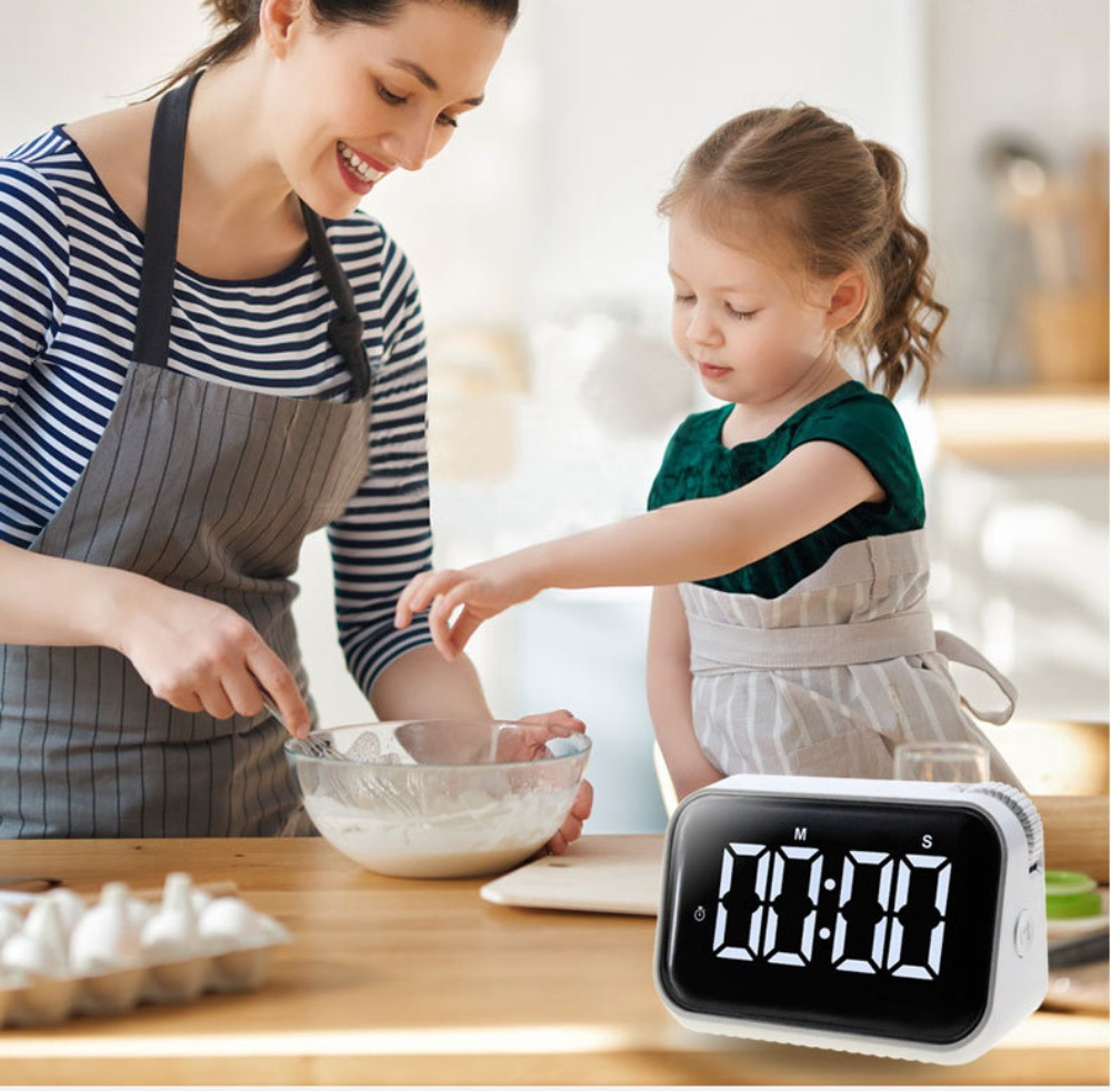 LED Rechargeable Digital Alarm Clock Smart Cute Table Desk Clock