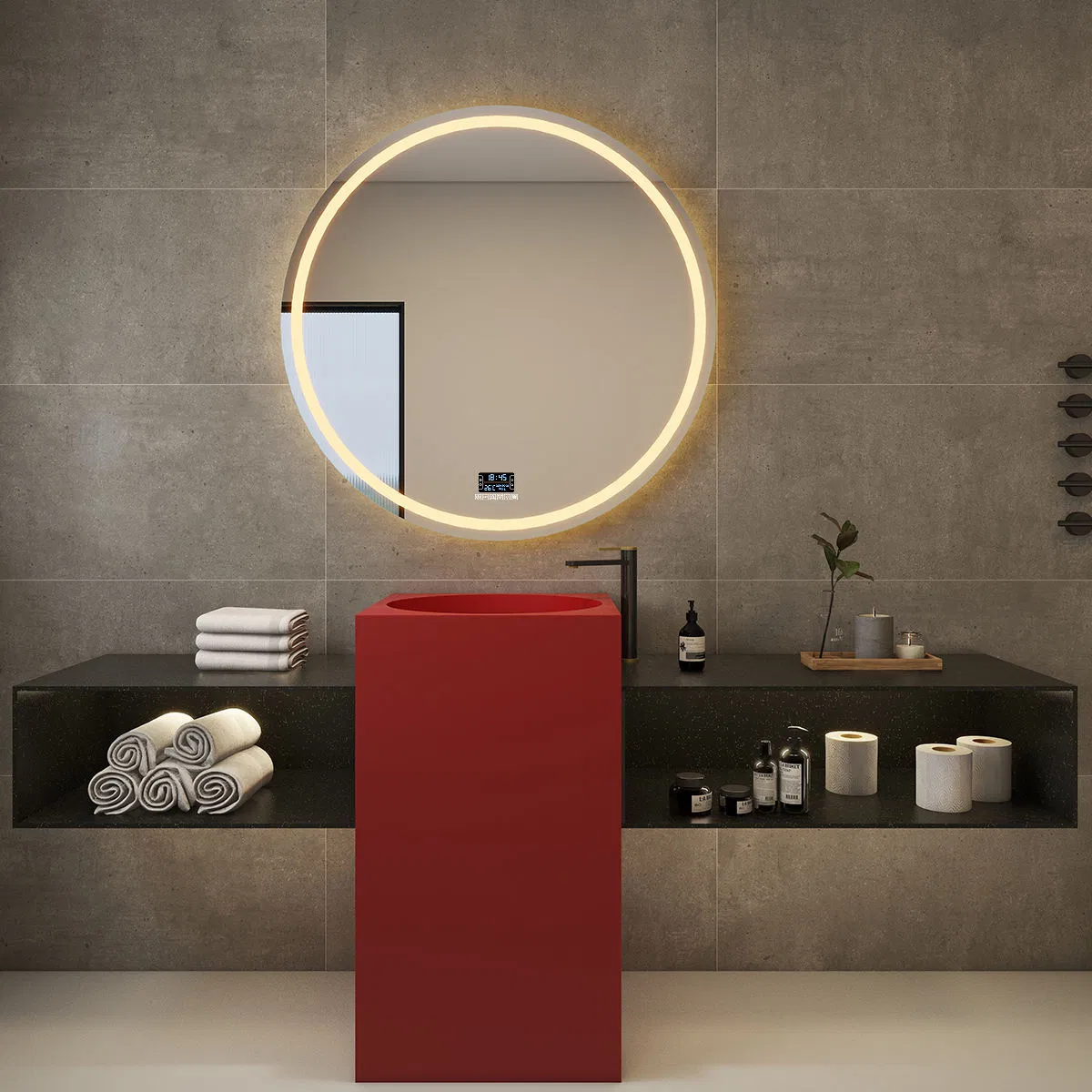 Intelligent Wall Mounted Round Shaped LED Smart Home Mirrored Glass Decorative Bathroom Mirror