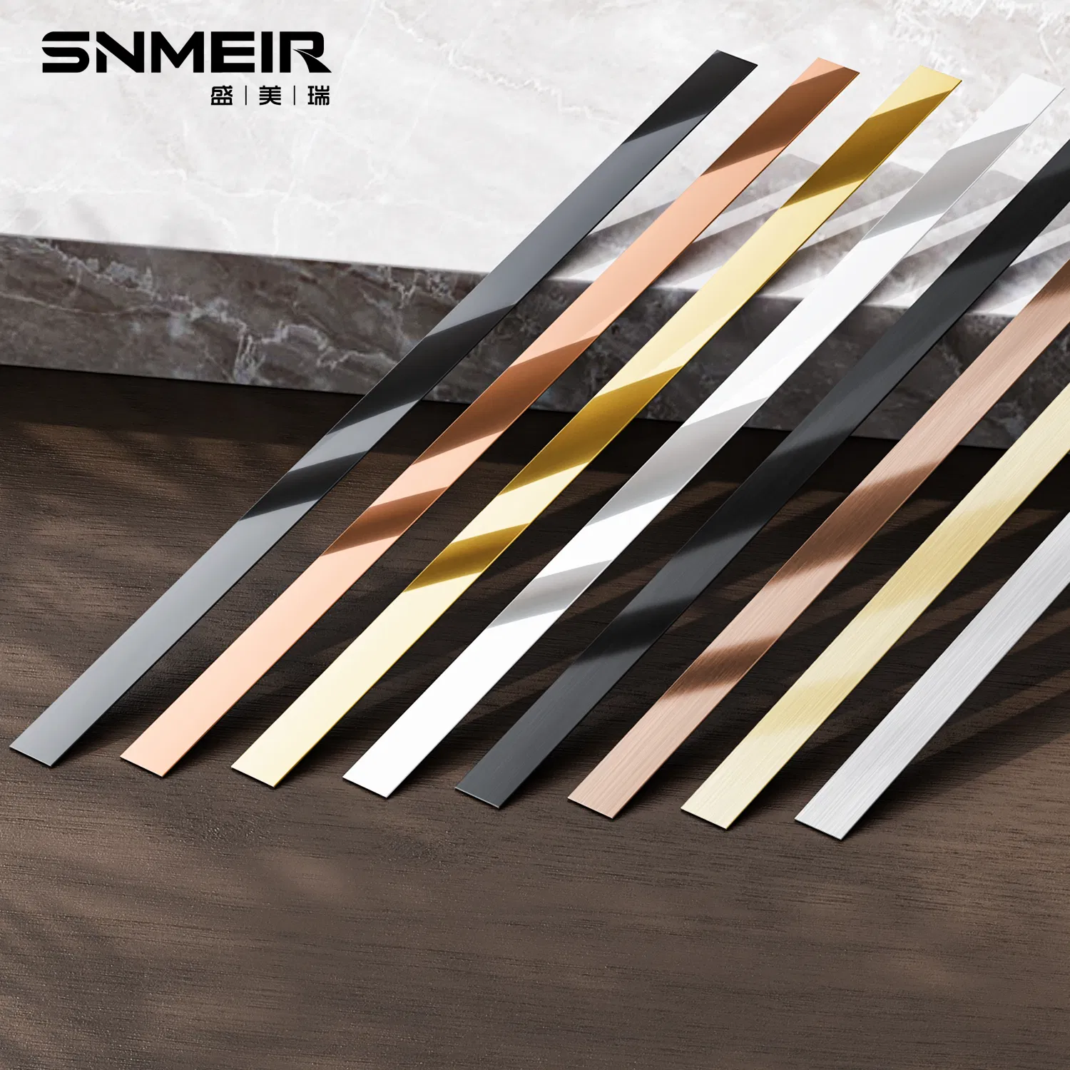 Sleek Stainless Steel Tile Trim Metal Strips for Office Building Decor