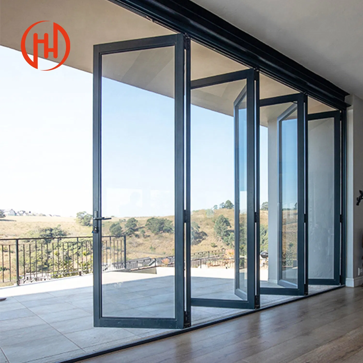 High Standard Us Au Certificated Aluminium Glass Folding Door / Bi-Fold Door