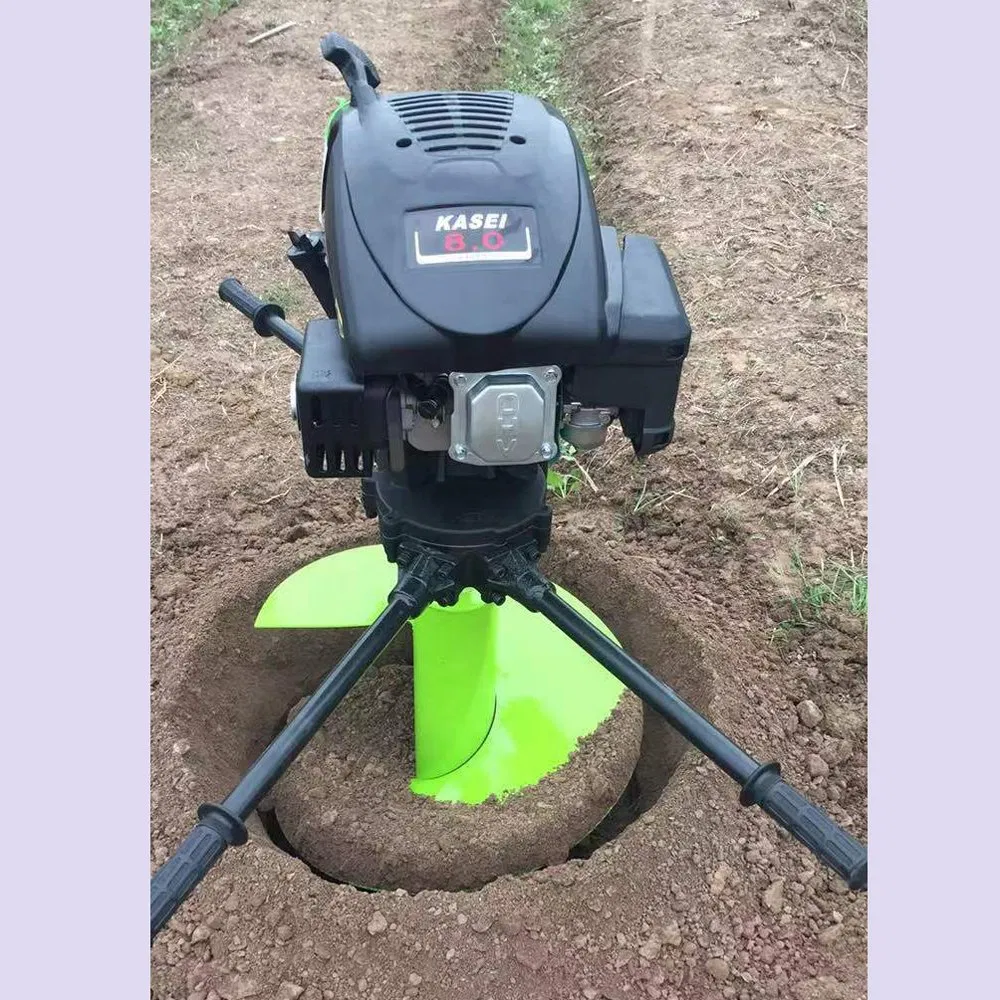 High Quality 4 Four Stroke 8HP 196cc Small Hand Push Walk Behind Digging Machine/Earth Auger with Trolley