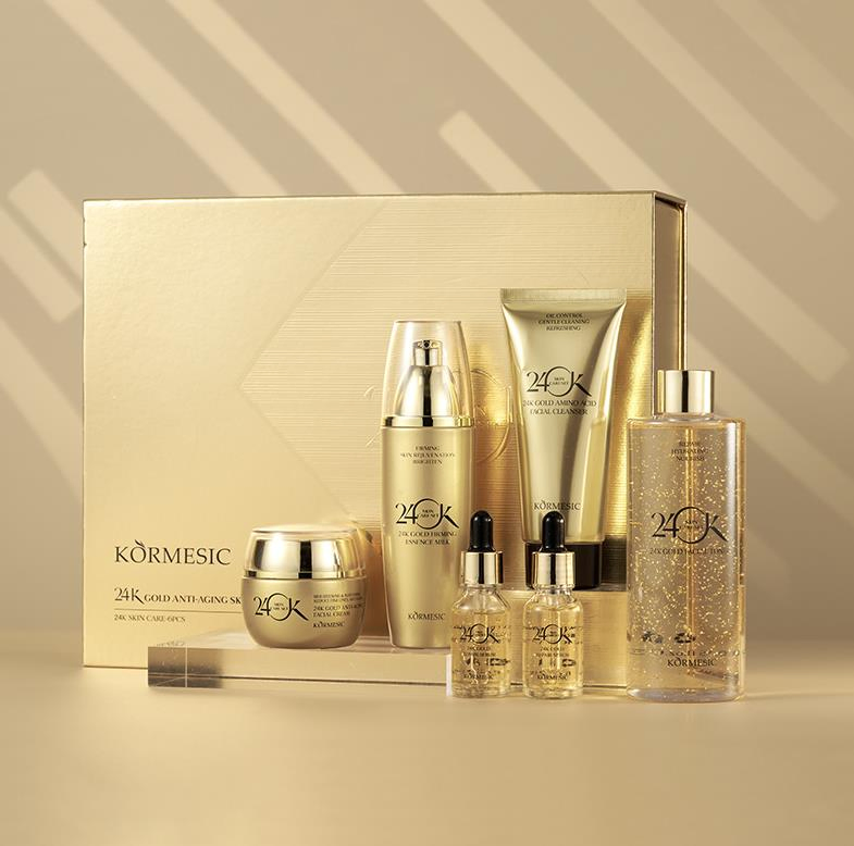 Online Wholesale and Retail Korean Organic Beauty Whitening Face Brightening Product Facial 24K Gold Anti-Aging Cream Serum Skin Care Set