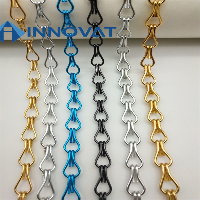 Ceiling/Wall Anodized Aluminum Link Chain Curtain/Golden Color/Red Color/Blue Color Mesh Curtain, Metal Curtain