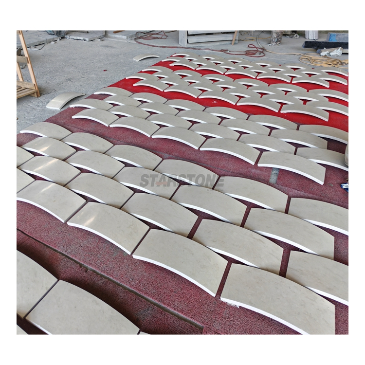 China Factory Natural Limestone Paving Stones Outdoor Curve White Limestone Tiles Wall Decoration Luxury