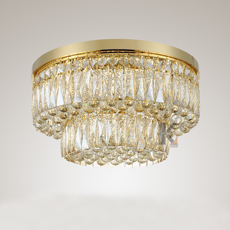 Modern Living Room Fancy Ceiling Lamp High Chandelier Lighting Gold Metal Crystal Hanging Lamp for Wedding Restaurant
