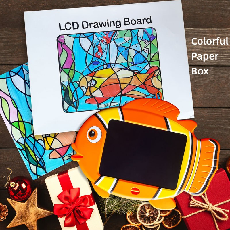9 Inch Clownfish LCD Writing Tablet for Kids, Colorful Doodle Board Drawing Tablet with Lock Function, Completely Erasable Reusable Writing/Drawing Pad-Orange