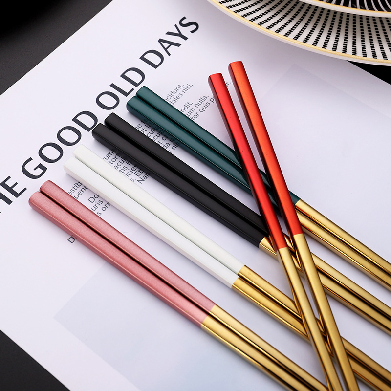 Stainless Steel 304 Tableware Thickened Chopsticks Custom Color