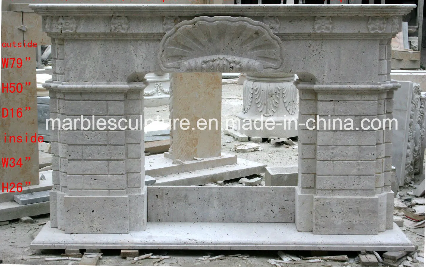 Antique Travertine Stone Marble Fireplace House Decorative (SY-MF364)