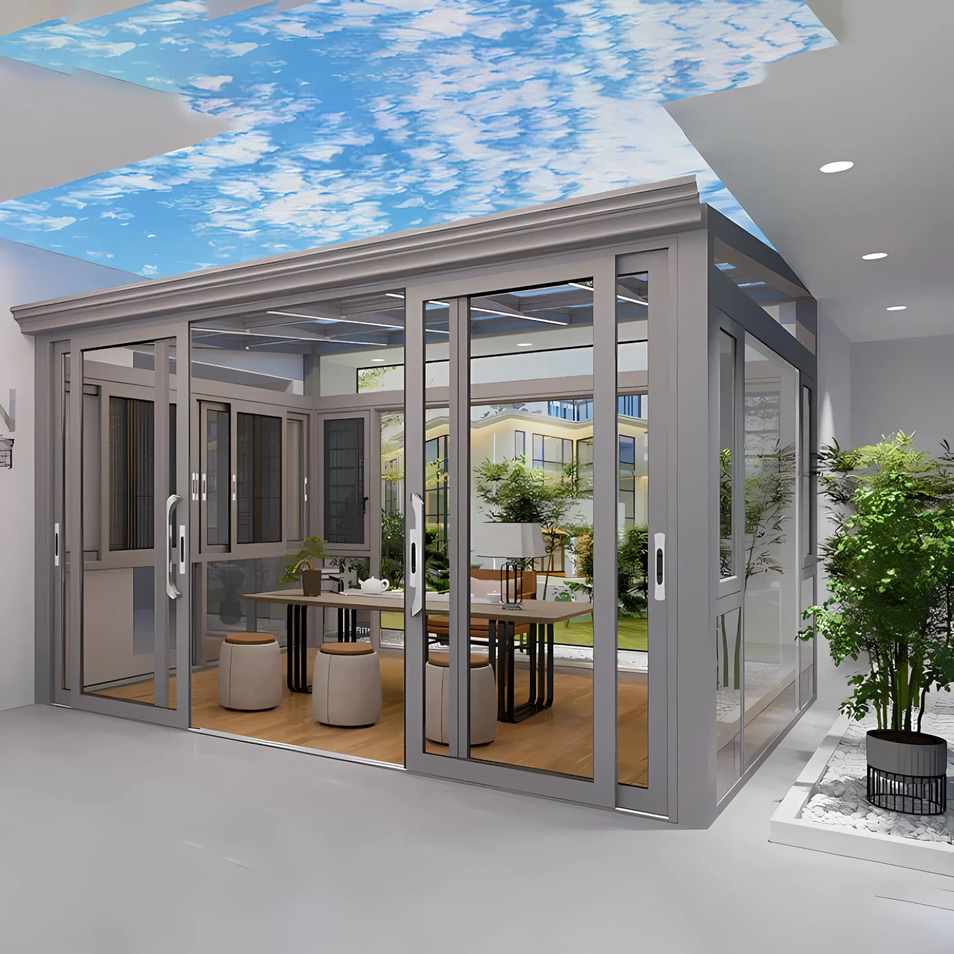 Tempered Glass Roof Aluminum Sunroom for Villa Garden Courtyard Terrace