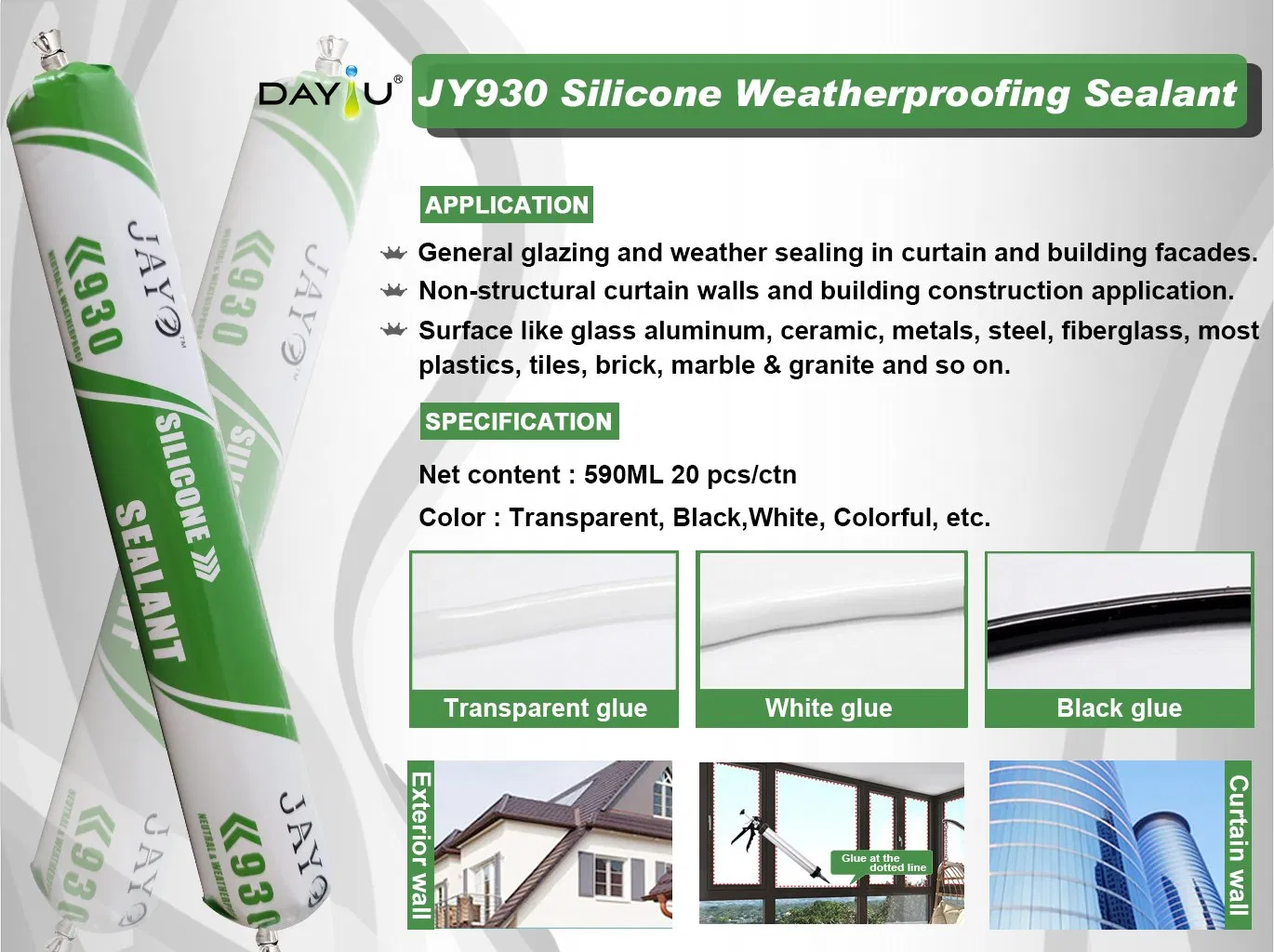 Sausage Weather Sealing Silicone Sealant Adhesive Glue for Construction Window Door