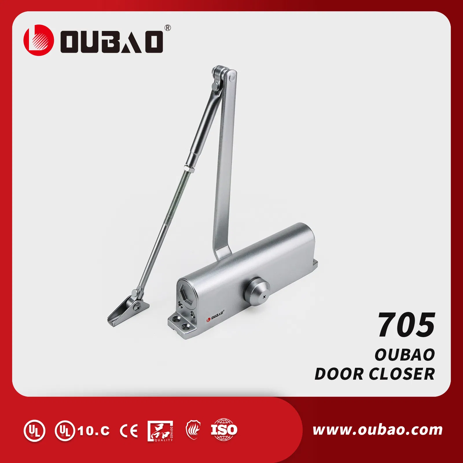 Adjustable Aluminum Hydraulic Spring Fireproof Aluminum Listed Door Closer